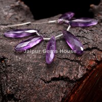 Nouvelles perles tendance en améthyste violette naturelle, forme poire longue, goutte d'eau, facettées, qualité supérieure AAA, certifiées CMA, 30x8mm