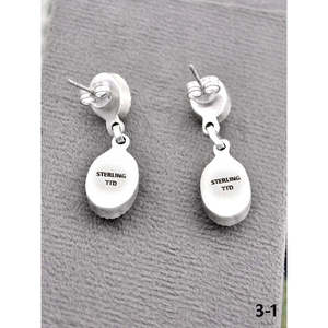 Southwest Style Multi-Stone & Sterling <b>Silver</b> Drop <b>Earrings</b> Bezel Setting Inlay - Product Image 5