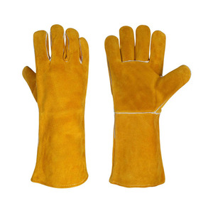 Guantes de soldadura de cuero de vaca de calidad superior, resistentes a la abrasión, resistentes al calor, guantes para barbacoa de construcción contra incendios - Product Image 1
