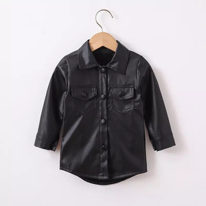 Stock Children Flight <b>Jacket</b> Stand Collar Winter <b>Kids</b> Leather <b>Jacket</b> Boys Girls Eco-Friendly Waterproof Breathable Anti-UV Front - Product Image 1