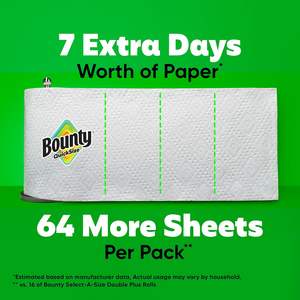 Toallas de Papel Bounty Tamaño Rápido, Blancas, 16 Rollos Familiares = 40 Rollos Regulares - Product Image 3