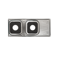 Prix pas cher 100plus 980x415x190mm Double Bol En Acier Inoxydable Évier Pressé avec Robinet Forme Carrée Deux Trous Fabriqué au Vietnam