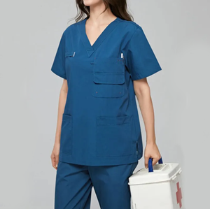 New <b>Dress</b> <b>Summer</b> Uniform Ladies Scrub Suit Solid Design Scrub Sets <b>Nursing</b> Scrubs Uniforms Sets - Product Image 5