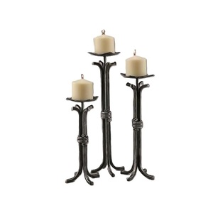 Base en bois en fer forgé 3 bras bougeoir Vintage candélabre pièce maîtresse décorative taille personnalisée forme couleur - Product Image 6