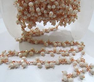 Chaîne en grappes pendantes à facettes en calcédoine rose mystique 3mm grappe de chaînes en quartz hydro avec matériau en laiton pour la fabrication de bijoux - Product Image 3