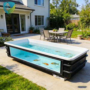 <span class=keywords><strong>Bassin</strong></span> d'élevage de poissons commercial personnalisé en PRV, réservoir d'aquaculture extérieur en fibre de verre avec fenêtre de visualisation en acrylique, grand <span class=keywords><strong>bassin</strong></span> d'exposition pour koïs - Product Image 1