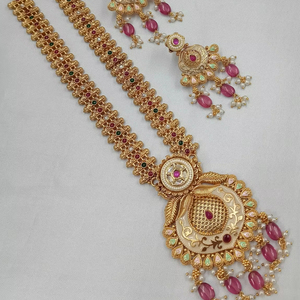 ENSEMBLE DE BIJOUX INDIENS TRADITIONNELS ET À LA MODE EN CUIVRE ENSEMBLE DE BIJOUX DE MARIAGE POUR FEMMES BOUCLES D'OREILLES ET COLLIER - Product Image 1