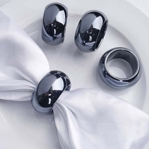 <b>Black</b> Shiny Portugal Metal Stainless Steel Elegant napkin ring Premium quality <b>Round</b> napkin ring for wedding - Product Image 1