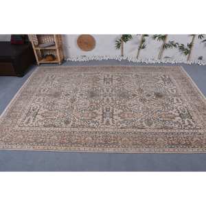 Alfombra turca Vintage Beige clásica de 6,7x9,7 pies, alfombra de felpa hecha a mano, Material de lana, diseño de retazos, pasillo Rectangular de látex, nuevo - Product Image 1