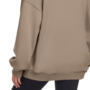 Automne femmes léger demi-fermeture éclair coton pull culture sweat col haut à manches longues respirant vêtement teint Logo personnalisé - Product Image 6