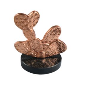 Décor Cuivre Plaqué Finition Design Décoration de Table Cactus Avec Pierre De Forme Arrondie De Couleur Noire Brillante À Base De Matériau - Product Image 1