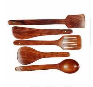 Ensemble de cuillères en bois d'acacia marron pour restaurant Taille 8 pouces 1 ensemble d'outils de cuisine en bois de mangue d'acacia naturel - Product Image 1