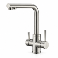 Robinet mélangeur moderne WYRAX en laiton chromé à 5 voies, double poignée, valve en céramique, montage sur plan, pour système RO de cuisine, eau chaude/froide
