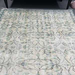 พรมขนาด 4.3x7.6 ฟุต, พรมวินเทจตุรกี, พรมขนสัตว์โมร็อกโกสีเทา - Product Image 4