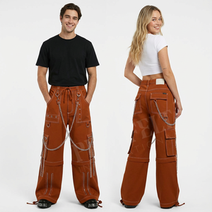<b>Vintage</b> Premium Quality <b>Cargo</b> Pants With Chains Wide Leg Streetwear Techwear Fashion Trousers Wholesale OEM Bulk Supply Pants - Product Image 2