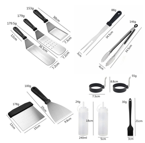 Premium Manufacturer Hot Selling 28-Pieces SS430 Stainless Steel Grill BBQ Cooking Outdoor <b>Tool</b> <b>Set</b> with Plastic Handles - Product Image 4