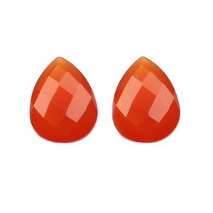 Top qualité 12x16mm Orange calcédoine Briolette poire coupe forme naturelle calibré pierres précieuses en vrac pour la fabrication de boucles d'oreilles de bijoux - Product Image 1