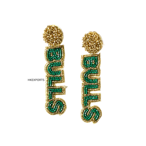 Boucles d'oreilles perlées plaquées or de qualité supérieure GameDay Fan Jewelry pour les amateurs de basket-ball Élevez votre style de fan pour les fêtes - Product Image 1