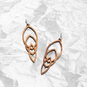 Boucles d'oreilles goutte en olivier écologique faites à la main belle forme de goutte découpée au laser bijoux classiques ArtisRaw fête unisexe - Product Image 3