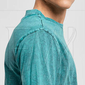 Camisetas de manga corta informales de verano para hombre, 100% algodón, tamaño personalizado, hombro caído, estilo lavado con ácido de gran tamaño - Product Image 2