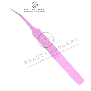 Juego de 5 pinzas de extensiones de pestañas con punta de fibra NANO de agarre de diamante de color rosa, pinzas clásicas y de volumen, acero japonés sostenible - Product Image 2