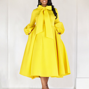 PASUXI all'ingrosso personalizzato autunno e inverno nuove donne di <span class=keywords><strong>grandi</strong></span> dimensioni abito con fiocco a maniche lunghe <span class=keywords><strong>abbigliamento</strong></span> Casual femminile - Product Image 4