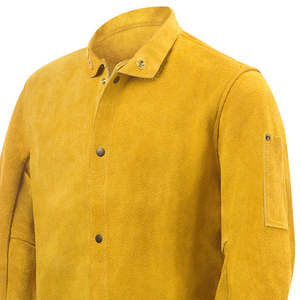 เสื้อแจ็คเก็ตหนังทนไฟสำหรับงานเชื่อม  ชุดทำงานเชื่อมทนไฟ เสื้อคลุมนิรภัยสำหรับงานเชื่อม  แจ็คเก็ตหนังวัวแท้เย็บด้วยเคฟลาร์ - Product Image 4