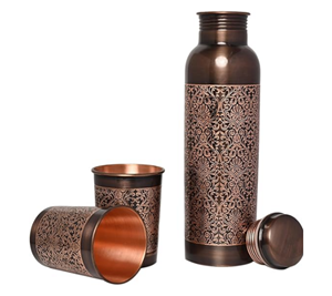 Vente en gros d'usine, 100% cuivre pur martelé, 34 OZ/1 litre, vaisselle ayurvédique de pureté, anti-fuite, rafraîchissant, portable, personnalisé - Product Image 2