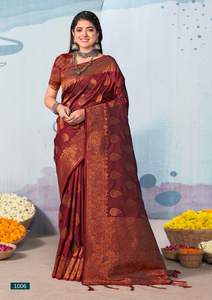 El último diseñador Banarasi Silk Woven Work Border Saree de Fab Zone - Product Image 3