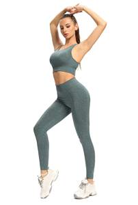 Leggings deportivos de cintura alta para correr, entrenamiento, gimnasio, yoga, cantidad suave, OEM, mallas personalizadas para mujer con tinte de corbata - Product Image 5