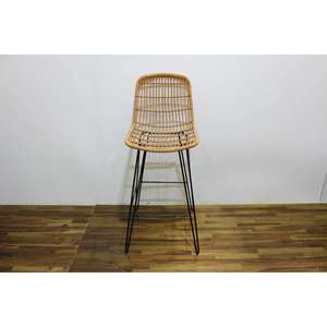 Chaises d'extérieur en osier Comhome-Garden Meditation Cane Back Poly Sofa Dining Rattan Chair in Black - Product Image 4