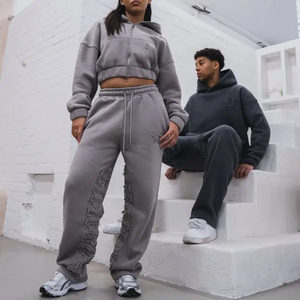 Ropa de calle de algodón Vintage logotipo personalizado parche en contraste logotipo bordado Flare pantalones casuales hombres Unisex - Product Image 1