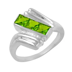 Anillo de Plata con Incrustaciones de Peridoto para Mujer, Ajustable, con Diseño de Llave, Patrón Circular, Estilo Religioso, Piedra de Jade, Anillo de Regalo Chapado - Product Image 1