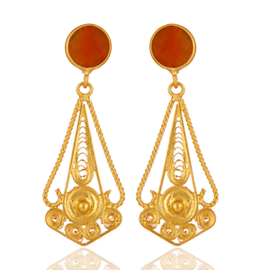 Pendiente colgante de piedras preciosas de ónix rojo natural chapado en oro de 18 quilates de plata esterlina superventas Demi fabricante de joyería fina - Product Image 1