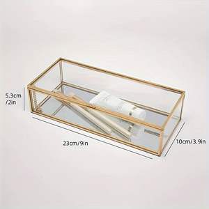 Elegante joyero de cristal de metal hecho a mano de primera calidad con intrincados detalles antiguos, perfecto para las necesidades de almacenamiento con estilo - Product Image 3