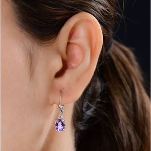 ต่างหูหลังแบบก้านรูปอเมทิสต์ทรงรี - Product Image 2