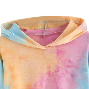 Tie Dye Printing Premium Quality Women Crop Top Hoodies Venta en línea Color sólido Crop Top Hoodies - Product Image 3