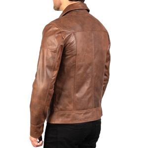 Chaqueta de Invierno Estilo Café Racer Vintage para Hombre, Ecológica, Impermeable, Transpirable, de Piel de Oveja, con Logotipo Personalizado en la Parte Delantera, Chaqueta Cálida - Product Image 3