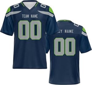 Camiseta de Fútbol Americano Personalizada para Hombre, Color Azul Marino, Cuello en V, Manga Corta, Malla Sublimada, Nombre del Equipo y Número 00 - Product Image 1
