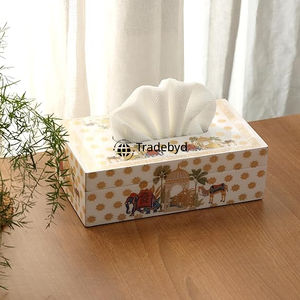 Boîte à mouchoirs en bois carrée de luxe Tradebyd, imprimée en émail, écologique, élégante et décorative - Product Image 1