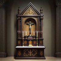 Autel en bois de teck inspiré des grandes cathédrales, mobilier d'intérieur haut de gamme américain, taille et couleur personnalisables, armoire de prière d'église durable, Royaume-Uni