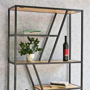 Rubber Wood & Iron Frame Decorative Standing Shelf 90x34x200cm for Living Room KTB68044 - Product Image 6