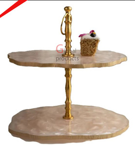 Soporte de pastel de madera de alta calidad estándar soporte hecho a mano con mango de metal y base de soporte - Product Image 1