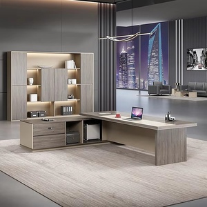 Bureau de direction moderne de luxe en bois massif, table d'ordinateur électrique à double moteur pour position assise-debout avec rangement intégré pour usage commercial - Product Image 5