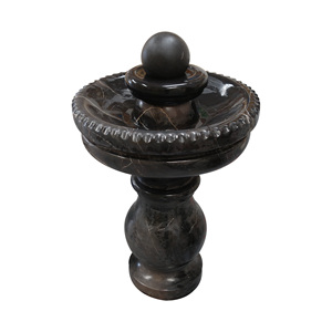 Fontaine à boule tournante en marbre brun foncé, fontaine en marbre gris, fontaine à eau en marbre blanc - Product Image 1