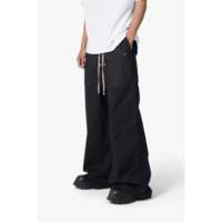Pantalones Rave Negros con Capas de Gasa, Corte Oversize, Entrepierna Extendida
