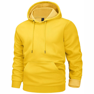 High Quality 100% Cotton Regular Fit <b>Thick</b> <b>Fleece</b> Drop Shoulder Pocket Winter Solid Pullover Hoodies Anti-Pilling Custom Printed - Product Image 1