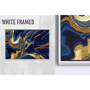 Tableau sur toile imprimé marbré bleu marine et or élégant, 1P Whiteframedcanvas - Product Image 1