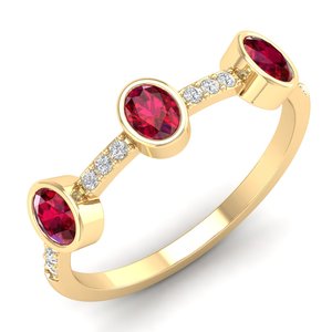 Anillos de Rubí y Moissanita con Corte Ovalado de 0.08 Quilates REYES para Mujer, Certificados por GRA, Plata de Ley 925, Joyería de Lujo - Product Image 2