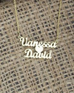 Venta caliente 925 plata esterlina 18K oro Vermeil dos nombres Collar personalizado hecho a mano colgante personalizado cadena de eslabones joyería - Product Image 4